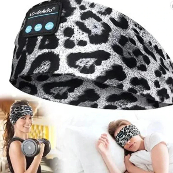 Animal Print Bluetooth Headband, Headphones, Sleep Mask - Picture 2 of 16